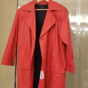 Red London Fog Trench Coat Retro Fall
